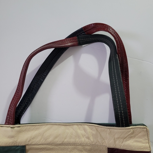 Vintage Leather Patchwork Shoulder Bag Purse Mexico - Picture 4 of 13